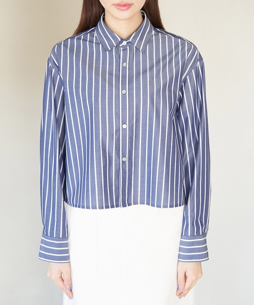 ROPE' PICNIC(ロペピクニック)の「着丈が選べる無地・ストライプクロップド丈シャツ/UVカット・リンクコーデ(シャツ/ブラウス・レディース・ネイビー/サックスブルー/ブルー系その他6/オフホワイト・38)」の19枚目の写真