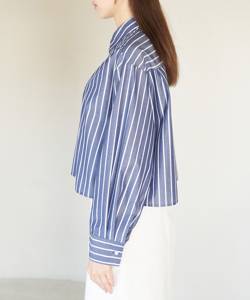 ROPE' PICNIC(ロペピクニック)の「着丈が選べる無地・ストライプクロップド丈シャツ/UVカット・リンクコーデ(シャツ/ブラウス・レディース・ネイビー/サックスブルー/ブルー系その他6/オフホワイト・38)」の20枚目の写真