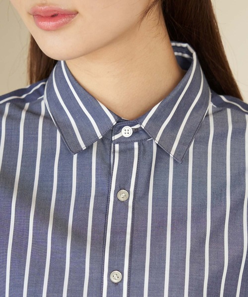 ROPE' PICNIC(ロペピクニック)の「着丈が選べる無地・ストライプクロップド丈シャツ/UVカット・リンクコーデ(シャツ/ブラウス・レディース・ネイビー/サックスブルー/ブルー系その他6/オフホワイト・38)」の22枚目の写真