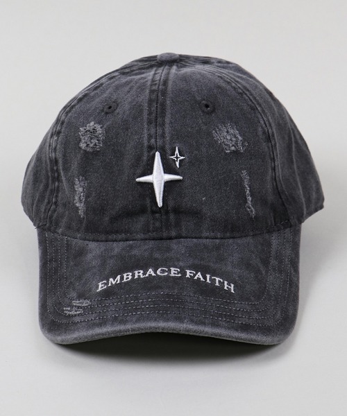 SPINNS(スピンズ)の「クロスデザイン ダメージコットンキャップ(キャップ・メンズ・パープル/ブラック・ONESIZE)」の3枚目の写真