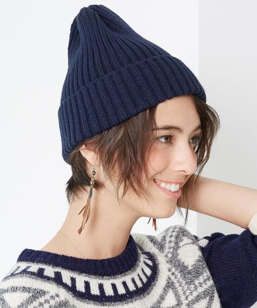 green label relaxing(グリーンレーベルリラクシング)の「CB COyoMI リブニットキャップ◆(ニットキャップ/ビーニー・レディース・オフホワイト/ブラック/ライトグレー/ネイビー・フリー)」の4枚目の写真