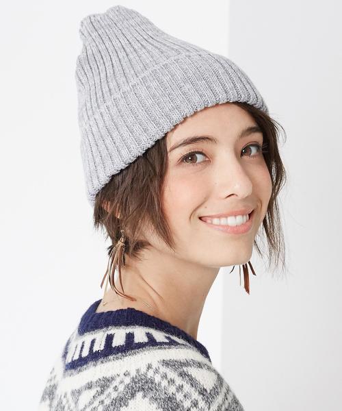 green label relaxing(グリーンレーベルリラクシング)の「CB COyoMI リブニットキャップ◆(ニットキャップ/ビーニー・レディース・オフホワイト/ブラック/ライトグレー/ネイビー・フリー)」の1枚目の写真