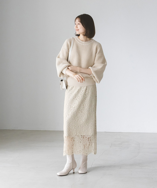 Noble（ノーブル）の「《追加》リバーレースIラインスカート 8（スカート・レディース・ベージュ/グリーン/イエロー・32/34/36/38/40）」の10枚目の写真