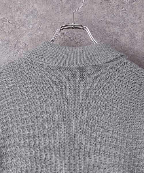 MONO-MART(モノマート)の「ジャガードメッシュニットルーズポロシャツ(ポロシャツ・メンズ・ブラック/スモークピンク/チャコール/ブルー系/ブラウン/ライトグレー/ダークネイビー・M/L)」の16枚目の写真