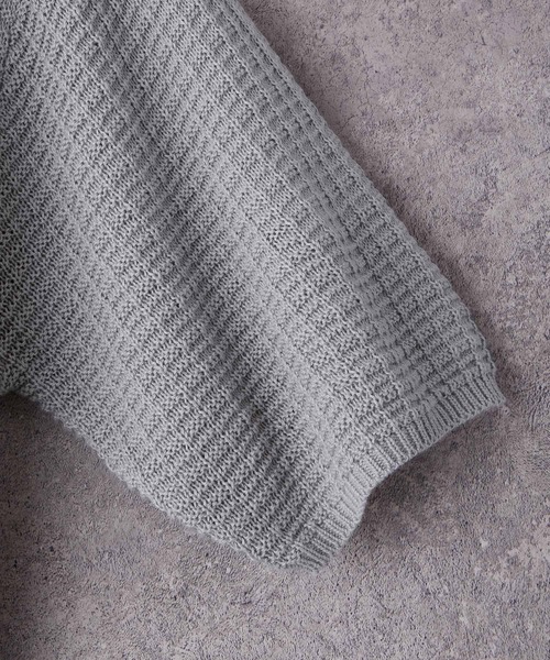 MONO-MART(モノマート)の「ジャガードメッシュニットルーズポロシャツ(ポロシャツ・メンズ・ブラック/スモークピンク/チャコール/ブルー系/ブラウン/ライトグレー/ダークネイビー・M/L)」の18枚目の写真