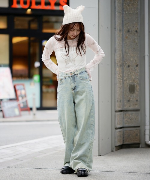 SPINNS（スピンズ）の「オーバーダイストレートデニムパンツ　ヴィンテージライクデニム（デニムパンツ・レディース・ブルー/その他・M/S/XS）」の14枚目の写真