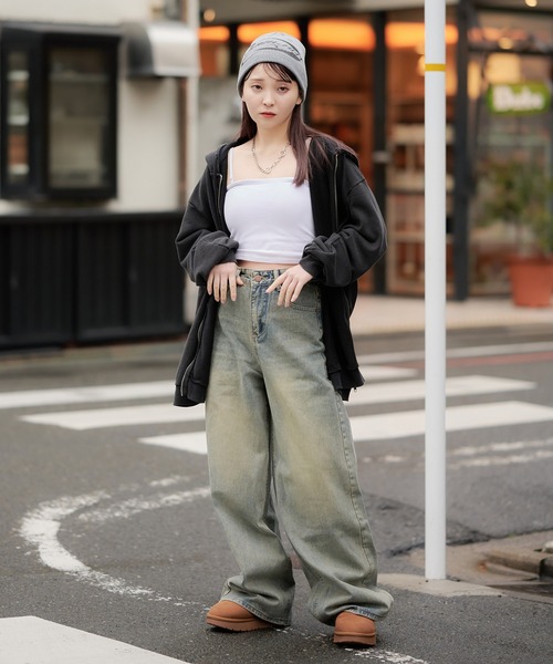 SPINNS（スピンズ）の「オーバーダイストレートデニムパンツ　ヴィンテージライクデニム（デニムパンツ・レディース・ブルー/その他・M/S/XS）」の11枚目の写真