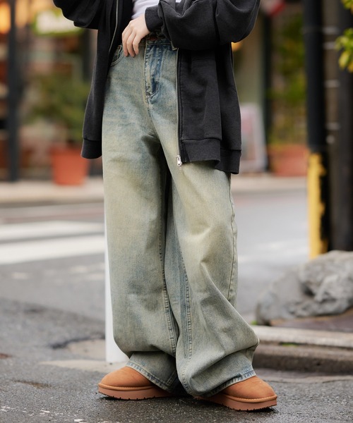 SPINNS（スピンズ）の「オーバーダイストレートデニムパンツ　ヴィンテージライクデニム（デニムパンツ・レディース・ブルー/その他・M/S/XS）」の9枚目の写真