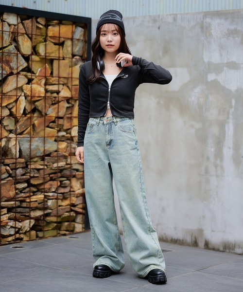 SPINNS（スピンズ）の「オーバーダイストレートデニムパンツ　ヴィンテージライクデニム（デニムパンツ・レディース・ブルー/その他・M/S/XS）」の13枚目の写真