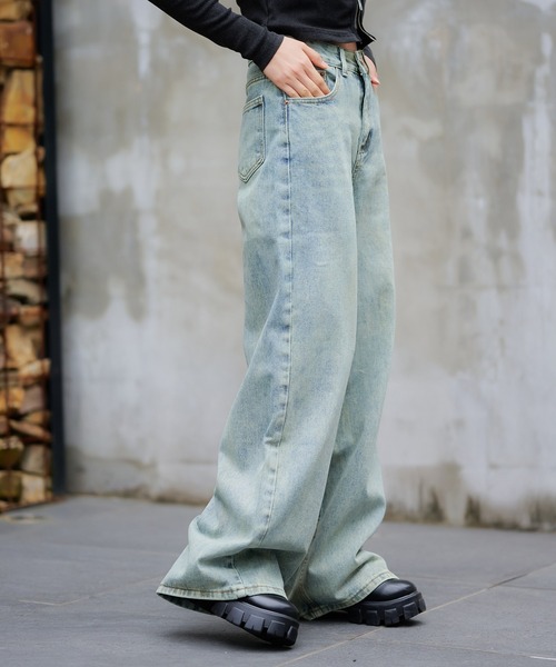 SPINNS（スピンズ）の「オーバーダイストレートデニムパンツ　ヴィンテージライクデニム（デニムパンツ・レディース・ブルー/その他・M/S/XS）」の12枚目の写真