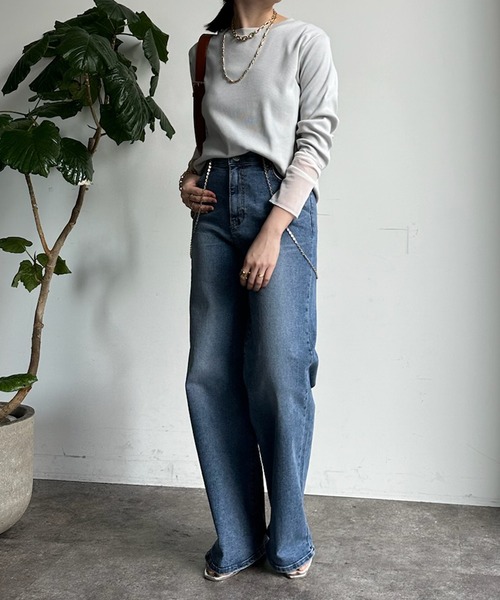 DouDou(ドゥドゥ)の「袖シアー切替リブロンTEE(Tシャツ/カットソー・レディース・ブラック/ライトグレー/オフホワイト・FREE)」の15枚目の写真
