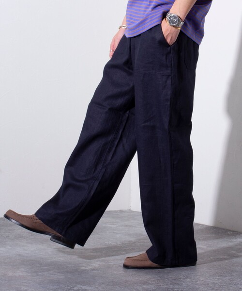 GEVACO(ゲバコ)の「【GEVACO/ゲバコ】コットンリネン イージーベイカーパンツ (無地/ストライプ)(その他パンツ・メンズ・ブルー系その他/ネイビー/ブラック/グリーン/ベージュ系その他/イエロー・M/L)」の5枚目の写真