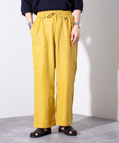 GEVACO(ゲバコ)の「【GEVACO/ゲバコ】コットンリネン イージーベイカーパンツ (無地/ストライプ)(その他パンツ・メンズ・ブルー系その他/ネイビー/ブラック/グリーン/ベージュ系その他/イエロー・M/L)」の2枚目の写真