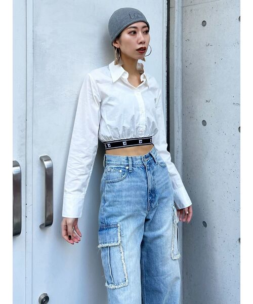 EMODA(エモダ)の「COMPACT LOGO BEANIE(ニットキャップ/ビーニー・レディース・グレー/ブラック・FREE)」の4枚目の写真