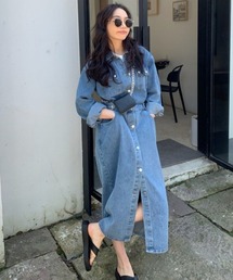 デニムシャツロングワンピース