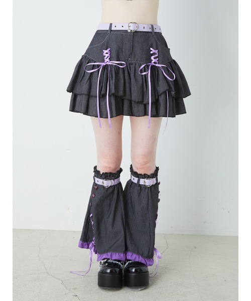 Ank Rouge（アンクルージュ）の「レッグウォーマー付きスカート（スカート・レディース・ネイビー/ブラック・M）」の11枚目の写真
