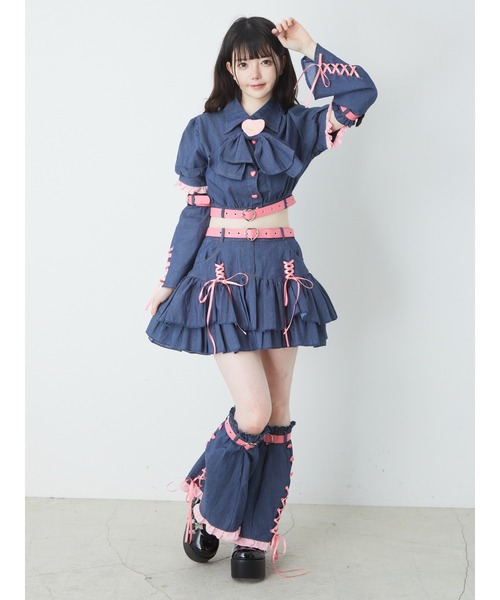 Ank Rouge（アンクルージュ）の「レッグウォーマー付きスカート（スカート・レディース・ネイビー/ブラック・M）」の5枚目の写真