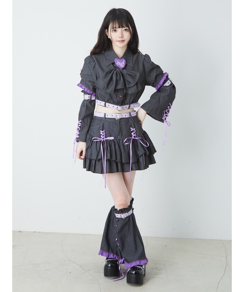 Ank Rouge（アンクルージュ）の「レッグウォーマー付きスカート（スカート・レディース・ネイビー/ブラック・M）」の4枚目の写真