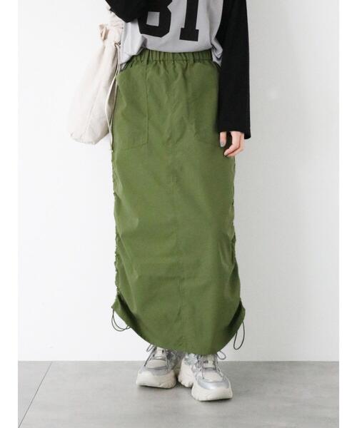 ehka sopo(エヘカソポ)の「サイドドロストナロースカート(スカート・レディース・ベージュ/カーキ/ブラック・F)」の3枚目の写真