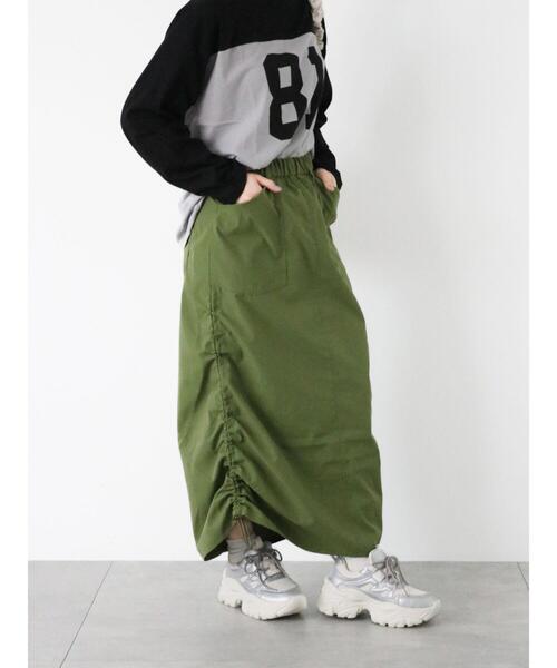 ehka sopo(エヘカソポ)の「サイドドロストナロースカート(スカート・レディース・ベージュ/カーキ/ブラック・F)」の6枚目の写真