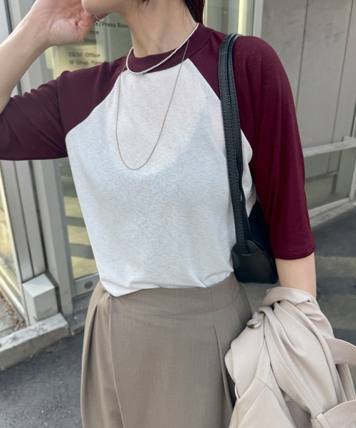 Omekashi(オメカシ)の「シアーラグランTシャツ(Tシャツ/カットソー・レディース・ブルー/オフホワイト/ベージュ・FREE)」の5枚目の写真