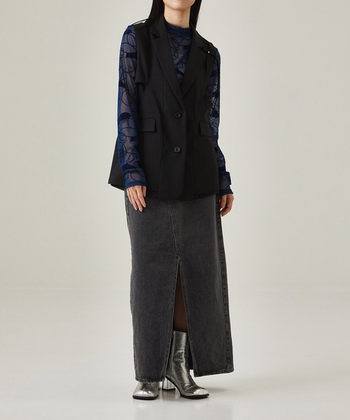 UNITED TOKYO（ユナイテッドトウキョウ）の「カッティングシアーコンビベスト- セットアップ 可-（ベスト・レディース・アイボリー/ブラック・FREE）」の18枚目の写真