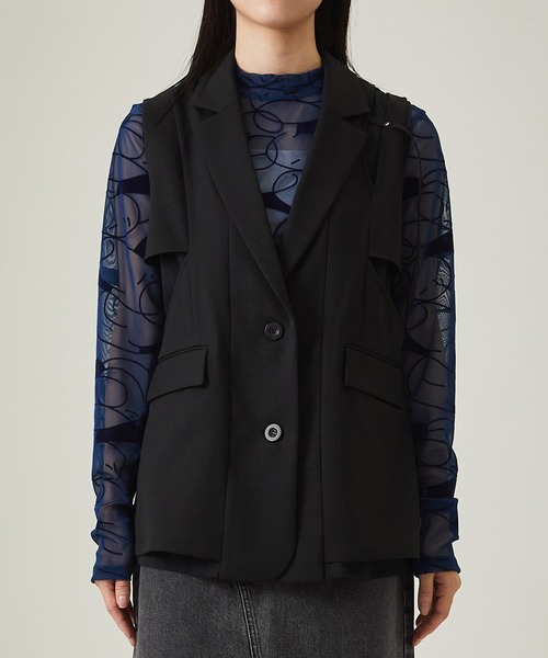 UNITED TOKYO（ユナイテッドトウキョウ）の「カッティングシアーコンビベスト- セットアップ 可-（ベスト・レディース・アイボリー/ブラック・FREE）」の19枚目の写真