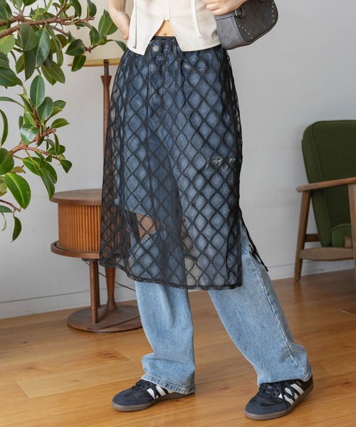 3.3 Field Trip （3.3フィールドトリップ）の「3.3 Field Trip／レースレイヤードスカート ド 2121781（スカート・レディース・アイボリー/ライトブルー/ブラック・FREE）」の2枚目の写真