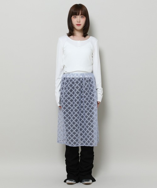 3.3 Field Trip （3.3フィールドトリップ）の「3.3 Field Trip／レースレイヤードスカート ド 2121781（スカート・レディース・アイボリー/ライトブルー/ブラック・FREE）」の8枚目の写真