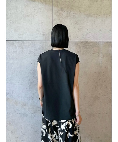 Mila Owen（ミラオーウェン）の「ハイラインフレンチスリーブカットトップス【手洗い可能】（Tシャツ/カットソー・レディース・ミント/ベージュ/ブラック/ホワイト・1/0）」の15枚目の写真