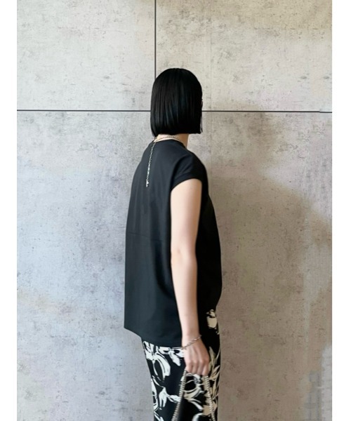 Mila Owen（ミラオーウェン）の「ハイラインフレンチスリーブカットトップス【手洗い可能】（Tシャツ/カットソー・レディース・ミント/ベージュ/ブラック/ホワイト・1/0）」の14枚目の写真