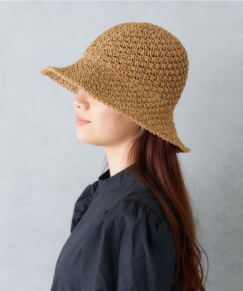 Actually(アクチュアリー)の「シンプル編みハット(ハット・レディース・ブラウン/アイボリー・フリー)」の2枚目の写真