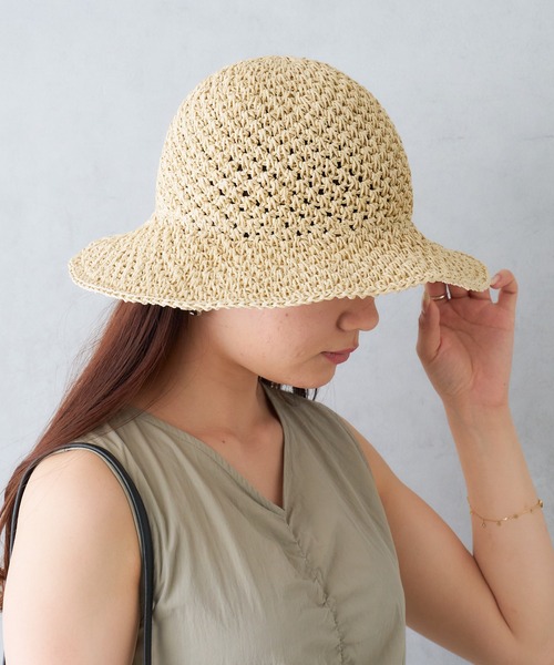 Actually(アクチュアリー)の「シンプル編みハット(ハット・レディース・ブラウン/アイボリー・フリー)」の4枚目の写真