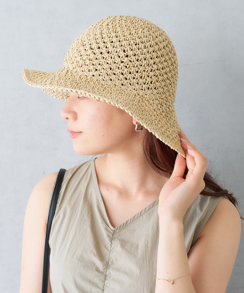 Actually(アクチュアリー)の「シンプル編みハット(ハット・レディース・ブラウン/アイボリー・フリー)」の3枚目の写真