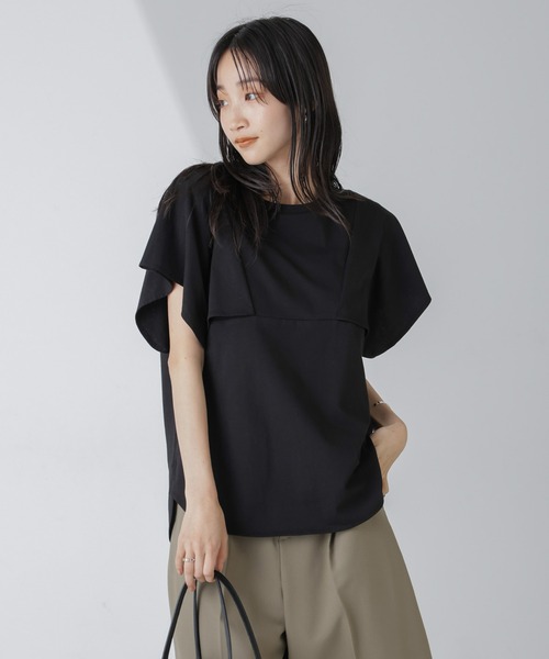 NANO universe(ナノユニバース)の「変形スリーブカットトップス(Tシャツ/カットソー・レディース・ブラック/パープル/アイボリー・FREE)」の14枚目の写真