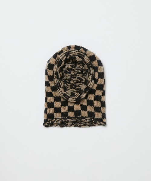 BAL（バル）の「【BAL（バル）/2024秋冬】CHECKERED HAND KNIT  BALACLAVA（ニットキャップ/ビーニー・メンズ・ブラウン/ブラック・FREE）」の7枚目の写真