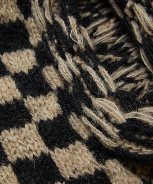 BAL（バル）の「【BAL（バル）/2024秋冬】CHECKERED HAND KNIT  BALACLAVA（ニットキャップ/ビーニー・メンズ・ブラウン/ブラック・FREE）」の8枚目の写真