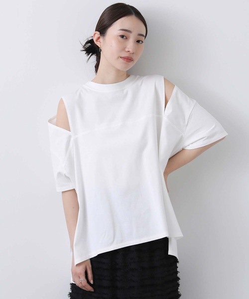 anana(アナナ)の「ショルダースリットカットソー(Tシャツ/カットソー・レディース・チャコールグレー/オフホワイト・FREE)」の1枚目の写真