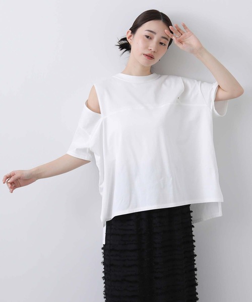 anana(アナナ)の「ショルダースリットカットソー(Tシャツ/カットソー・レディース・チャコールグレー/オフホワイト・FREE)」の14枚目の写真