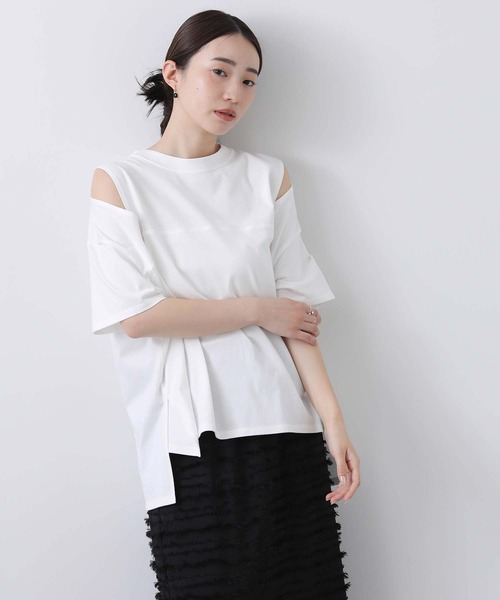 anana(アナナ)の「ショルダースリットカットソー(Tシャツ/カットソー・レディース・チャコールグレー/オフホワイト・FREE)」の13枚目の写真