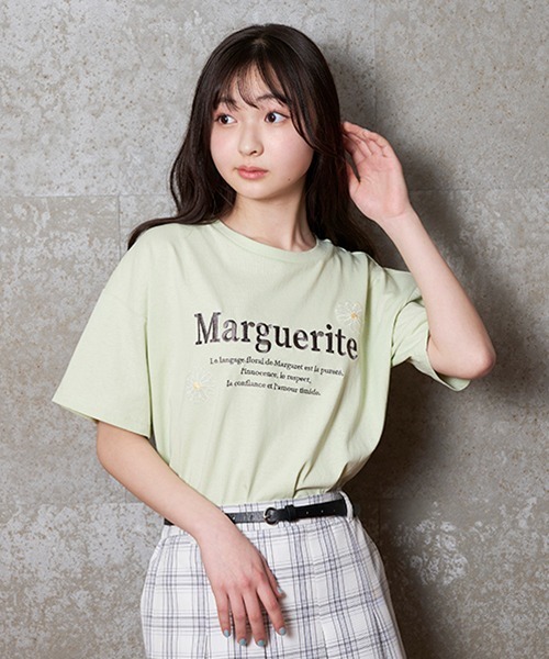 セール】【コットン100%】マーガレット刺しゅう990半T（Tシャツ