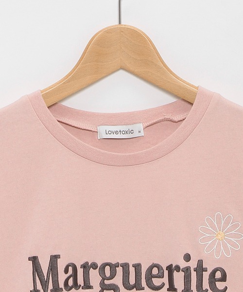 LOVETOXIC（ラブトキシック）の「【コットン100%】マーガレット刺しゅう990半T（Tシャツ/カットソー・キッズ・ピンク/ライトグリーン/ブラック/オフホワイト・S/M/L）」の7枚目の写真