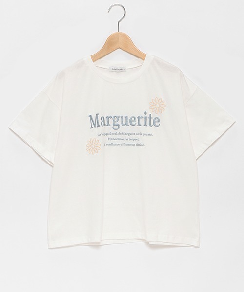 LOVETOXIC（ラブトキシック）の「【コットン100%】マーガレット刺しゅう990半T（Tシャツ/カットソー・キッズ・ピンク/ライトグリーン/ブラック/オフホワイト・S/M/L）」の14枚目の写真