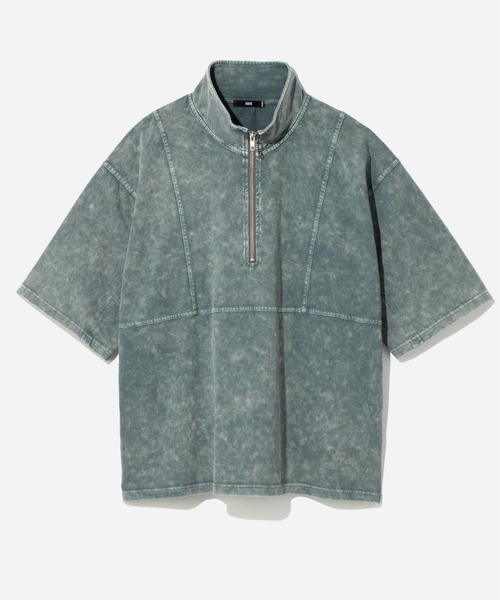 HARE(ハレ)の「ピグメントキリカエハーフZIPカットソー(HARE)(Tシャツ/カットソー・メンズ・ブラック/グレー/ブルー・SMALL/MEDIUM)」の1枚目の写真