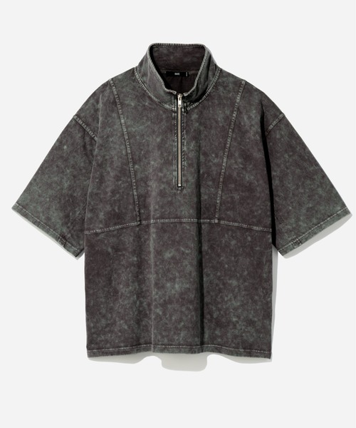 HARE(ハレ)の「ピグメントキリカエハーフZIPカットソー(HARE)(Tシャツ/カットソー・メンズ・ブラック/グレー/ブルー・SMALL/MEDIUM)」の2枚目の写真