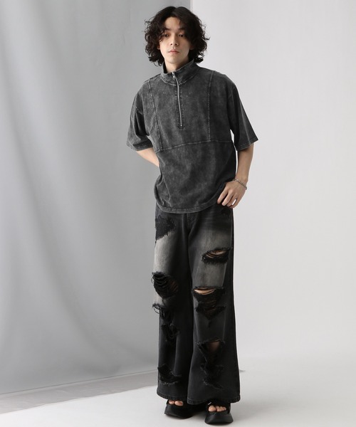 HARE(ハレ)の「ピグメントキリカエハーフZIPカットソー(HARE)(Tシャツ/カットソー・メンズ・ブラック/グレー/ブルー・SMALL/MEDIUM)」の16枚目の写真
