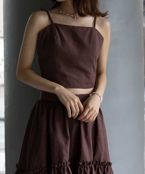 SETUP7（セットアップセブン）の「【SETUP7】Camisole bustire　キャミソールビスチェ（キャミソール・レディース・ホワイト/ブラウン/ブラック/チャコールグレー・FREE）」の4枚目の写真