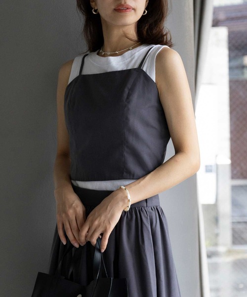 SETUP7（セットアップセブン）の「【SETUP7】Camisole bustire　キャミソールビスチェ（キャミソール・レディース・ホワイト/ブラウン/ブラック/チャコールグレー・FREE）」の6枚目の写真