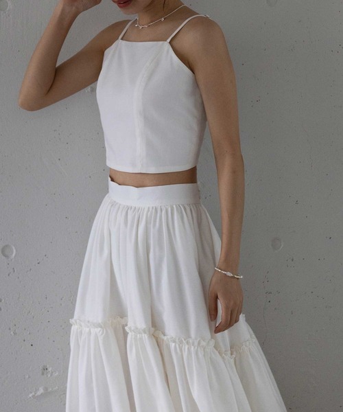 SETUP7（セットアップセブン）の「【SETUP7】Camisole bustire　キャミソールビスチェ（キャミソール・レディース・ホワイト/ブラウン/ブラック/チャコールグレー・FREE）」の7枚目の写真