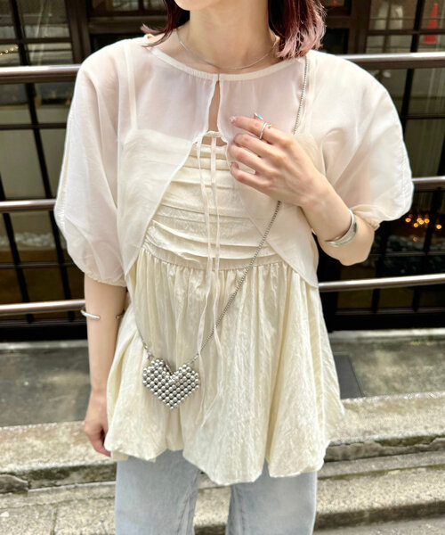 【mystic】 クロシェトップス&ビスチェSET アイボリー mystic（ミスティック）の「クロシェトップス＆ ビスチェSET